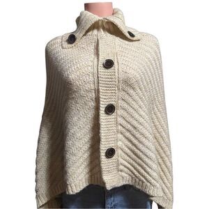 Women cape beige boho sweater one size
